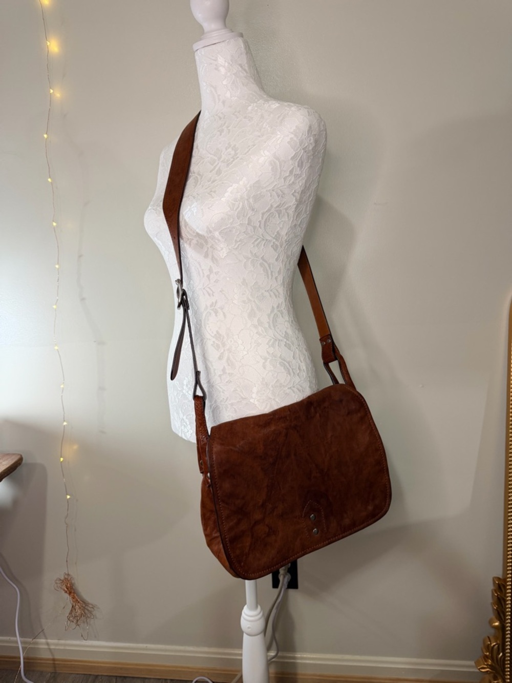 Vintage Inspired Frye Leather Messenger Bag